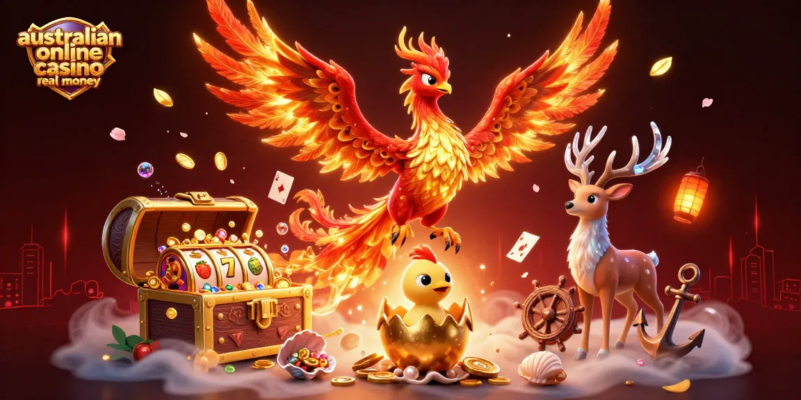 Engage in thrilling gameplay at an australian online casino real money with vibrant characters and slot machines.