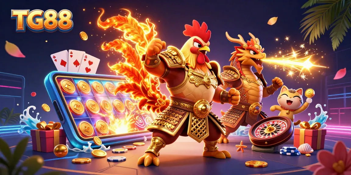 Experience winning with TG88's energetic gaming scene featuring vibrant graphics and dynamic elements.