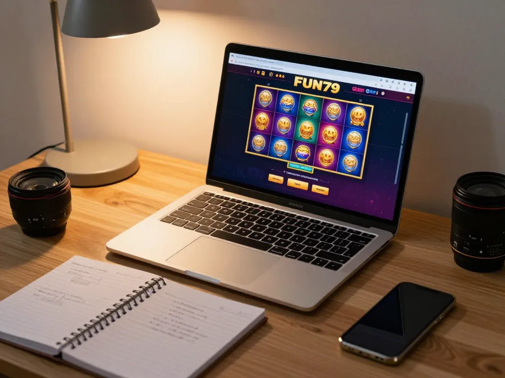Engaging gaming at FUN79 casino with a person strategizing on a laptop