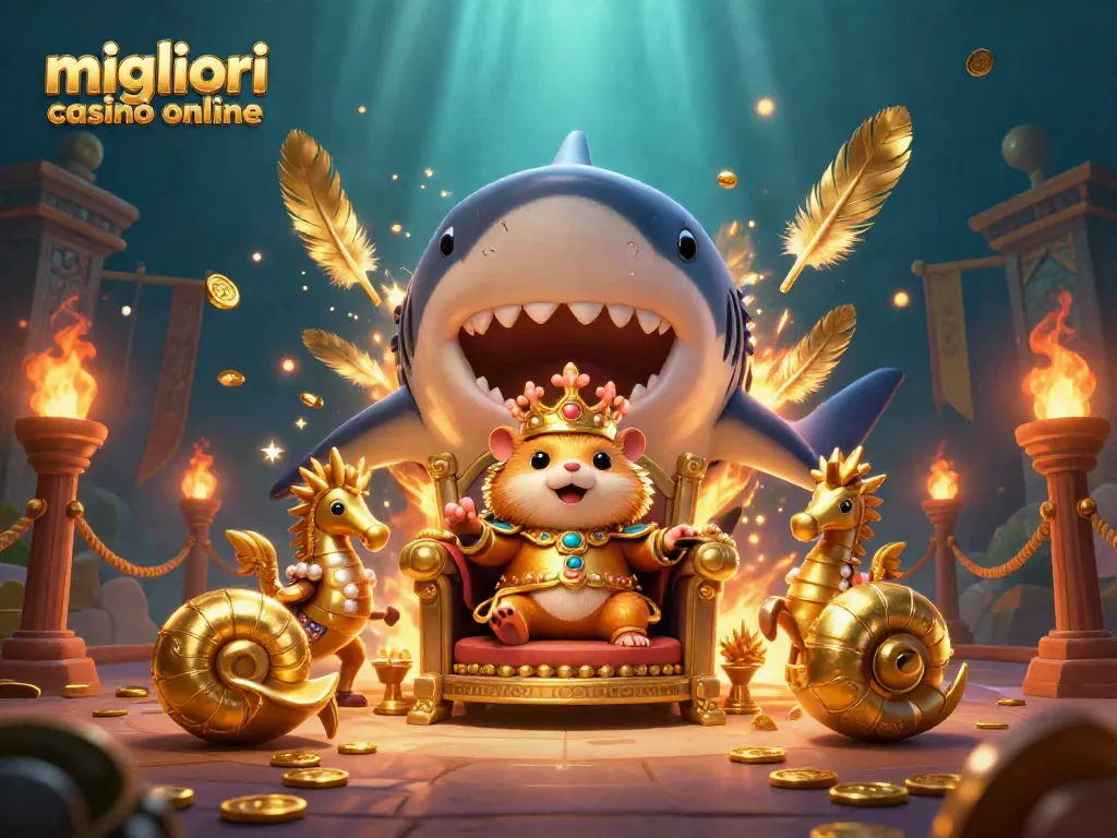 Scopri i migliori casinò online con re dei hamster e guardie cavallucci marini in un'illustrazione dettagliata.