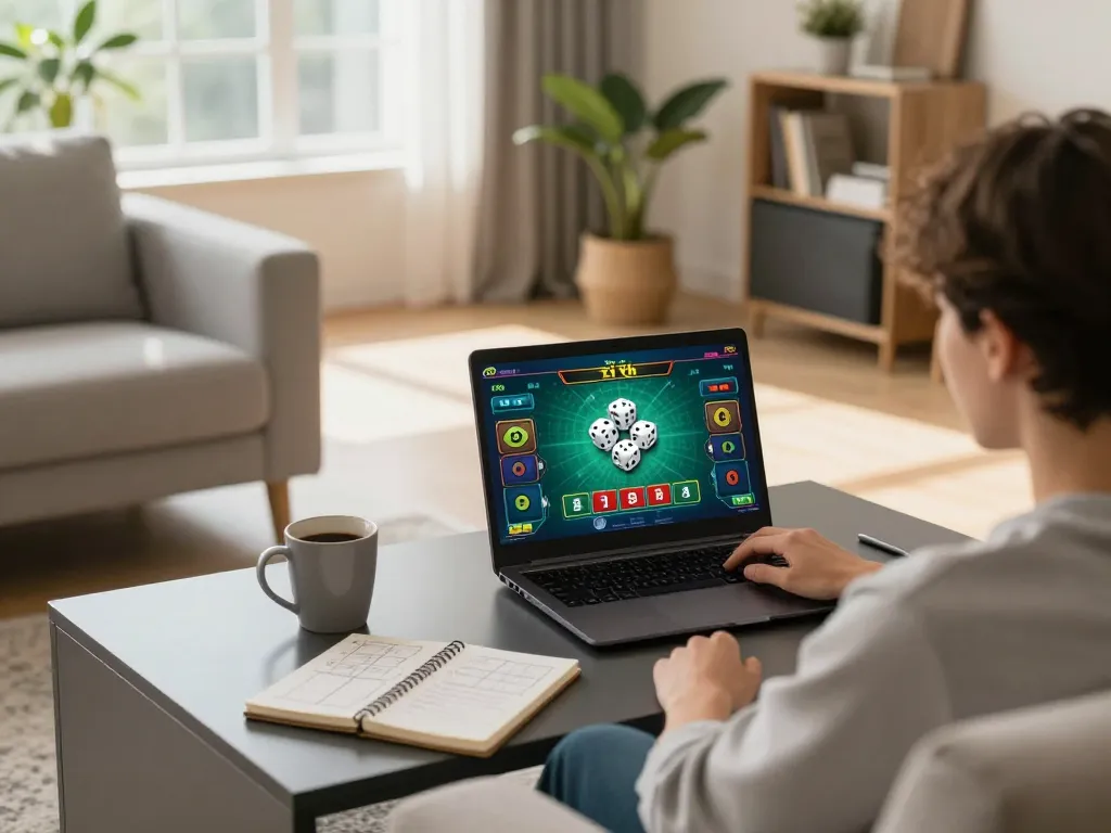 Player engaging in Tài Xỉu gameplay online at taixiuonline8 with strategy notes visible.