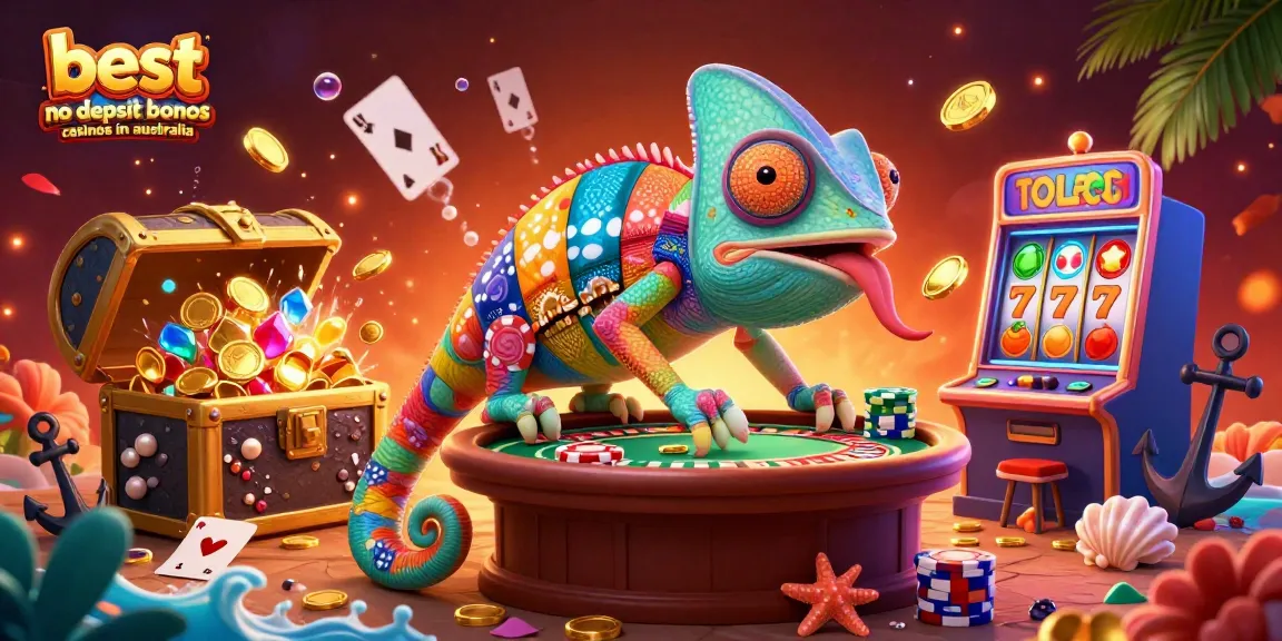 Engage with the best no deposit bonus casinos in Australia showcasing vibrant casino elements and colorful characters.