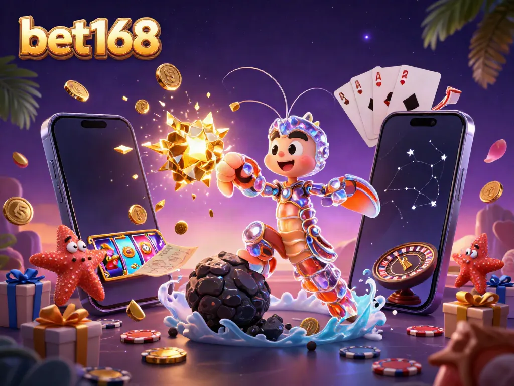 bet168 showcases an exciting gaming experience with a galactic samurai and vibrant slot game elements.