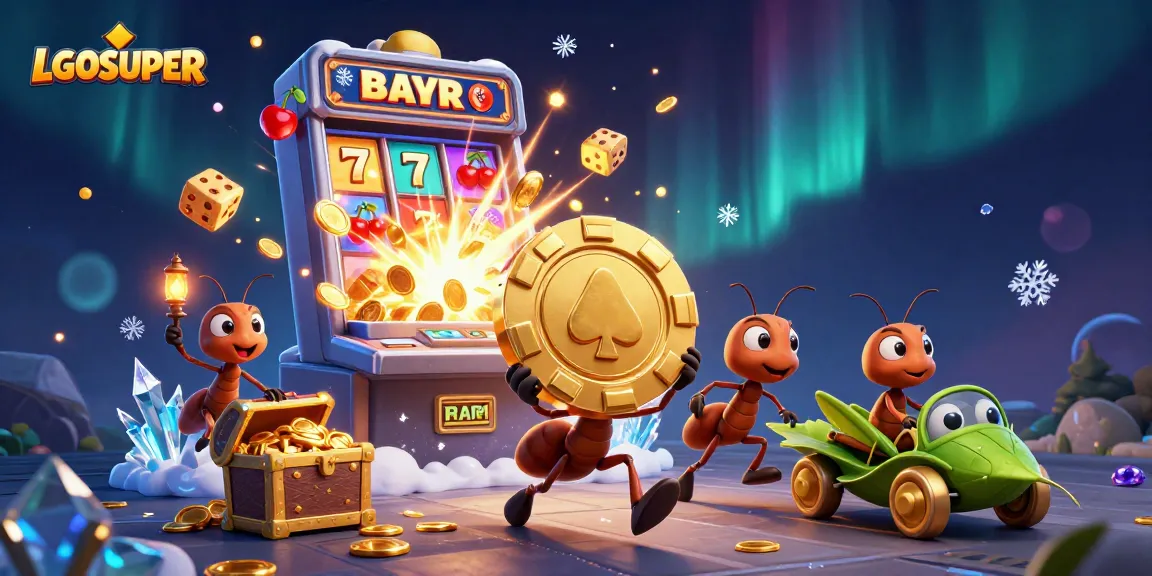 Experience the excitement of LGOSUPER with cartoon ants running a heist for a giant poker chip.