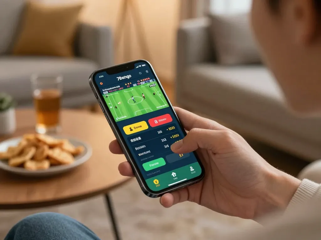 Betting on sports with 78wingo mobile app, showing live odds and user engagement.