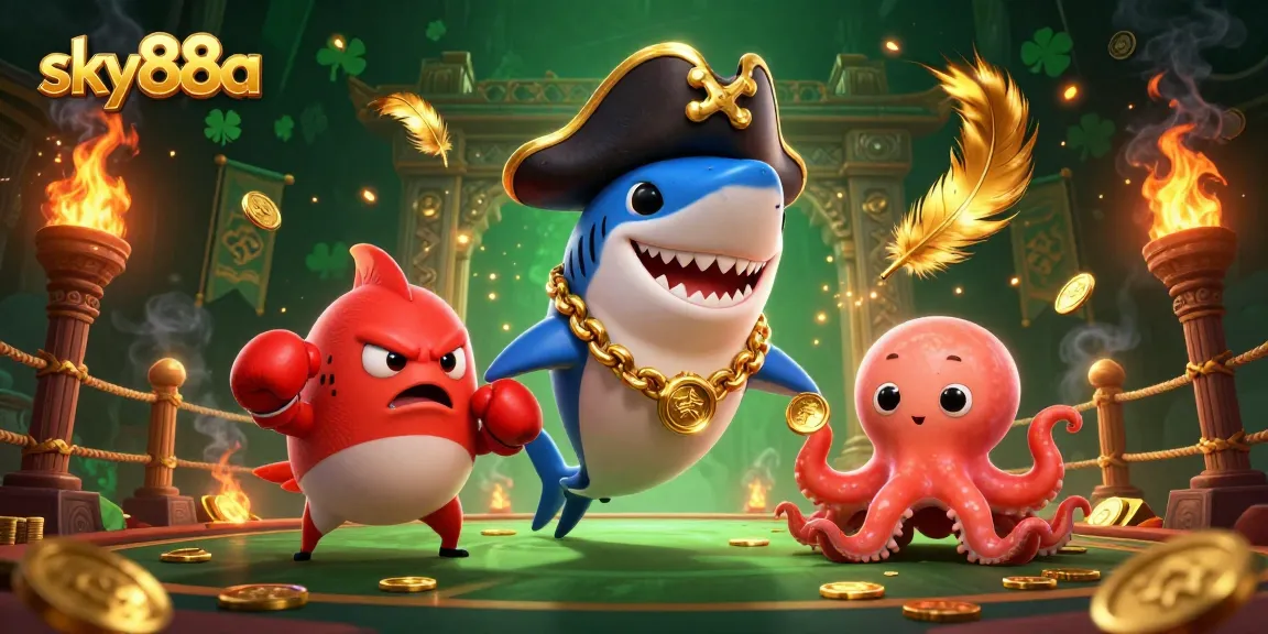 Engage in winning slots at sky88a with vibrant cartoon characters, gold coins, and immersive casino elements.