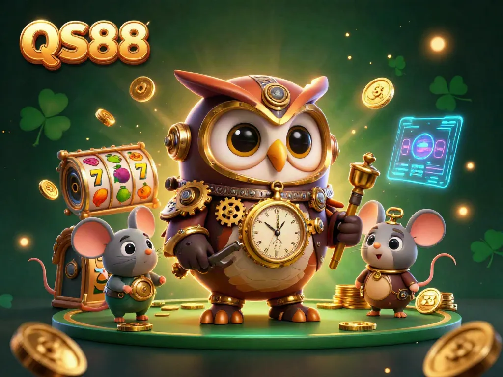 Play exciting casino games at QS88 with a time-traveler owl and engaging slot elements.