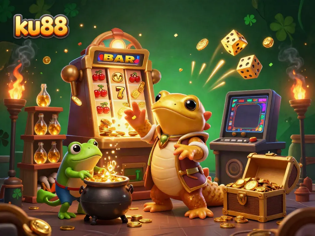 Experience winning moments at ku88 with an explosion of gold and vibrant casino elements
