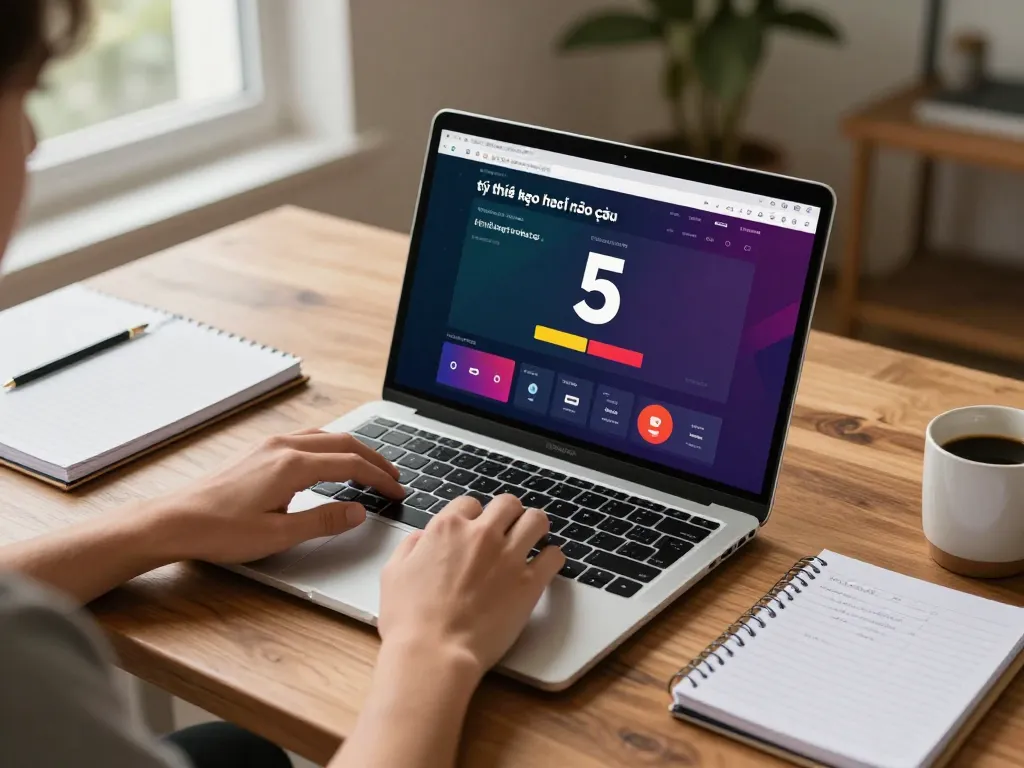 Engaging home scene featuring tỷ lệ kèo nhà cái 5 displayed on a laptop screen for sports betting activity