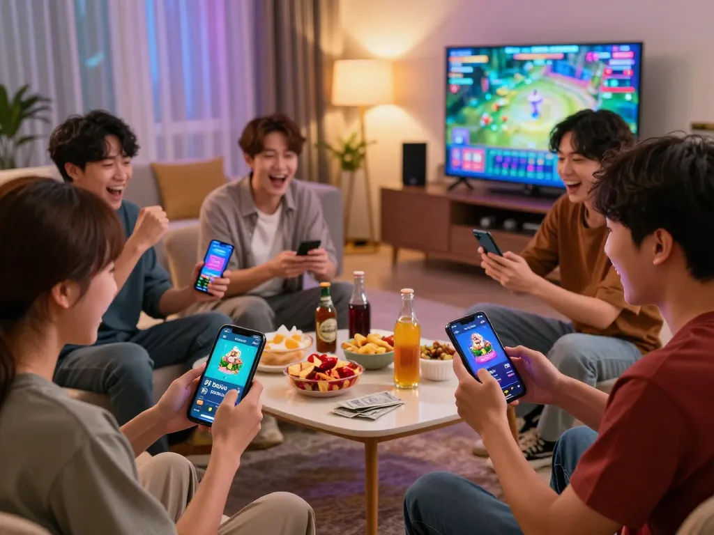 Engaged players enjoying the 92 Dadu Game, a real money earning app in Pakistan, in a vibrant living room setting.