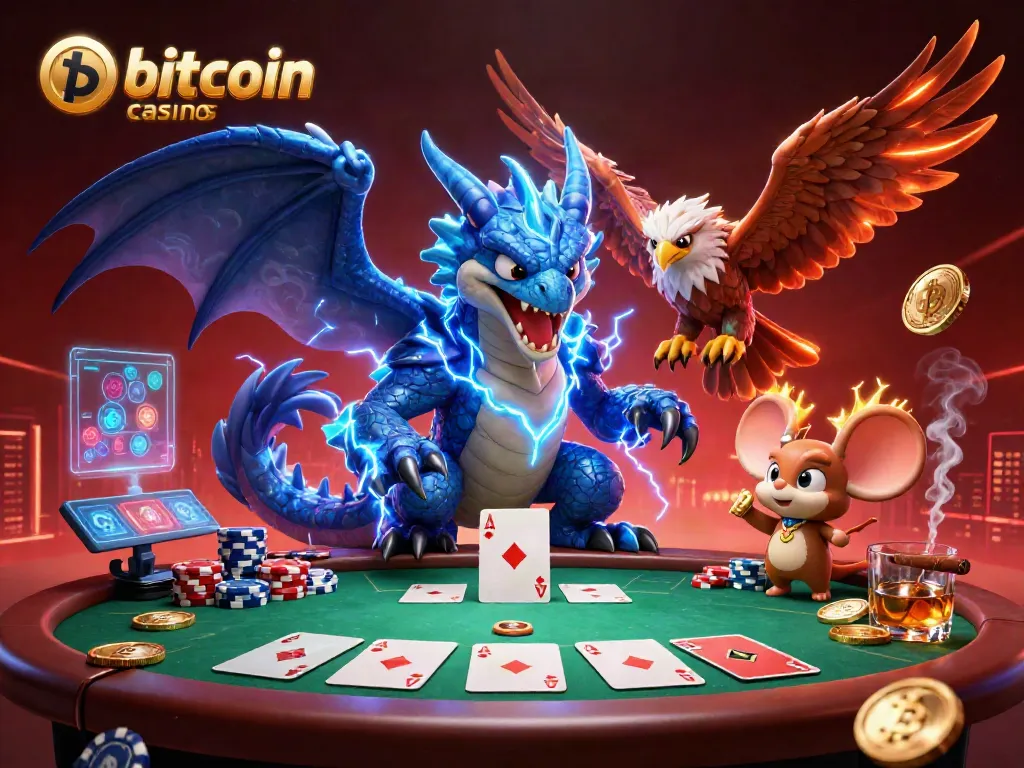 Experience thrilling bitcoin casinos with vibrant characters and poker action in a dynamic scene.
