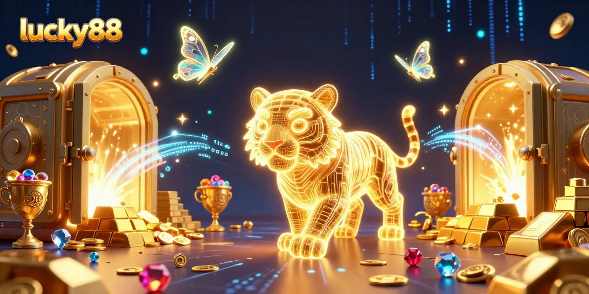 Win big with lucky88 in this vibrant casino scene full of gold treasures and excitement.