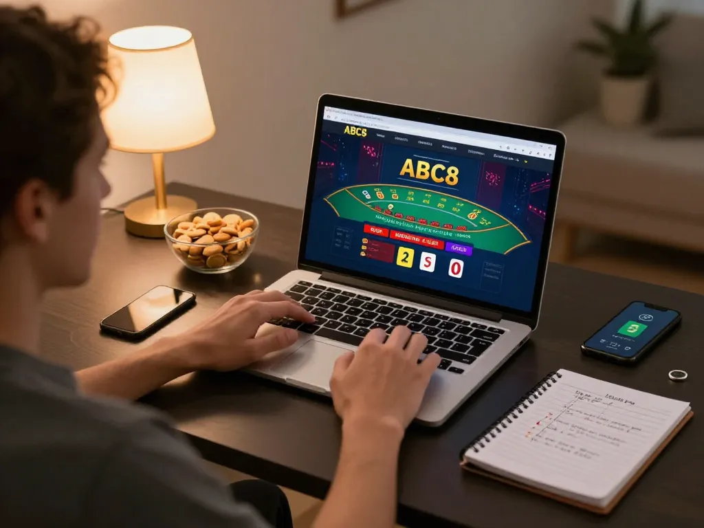 Engaging gameplay at home on ABC8go while enjoying blackjack online.