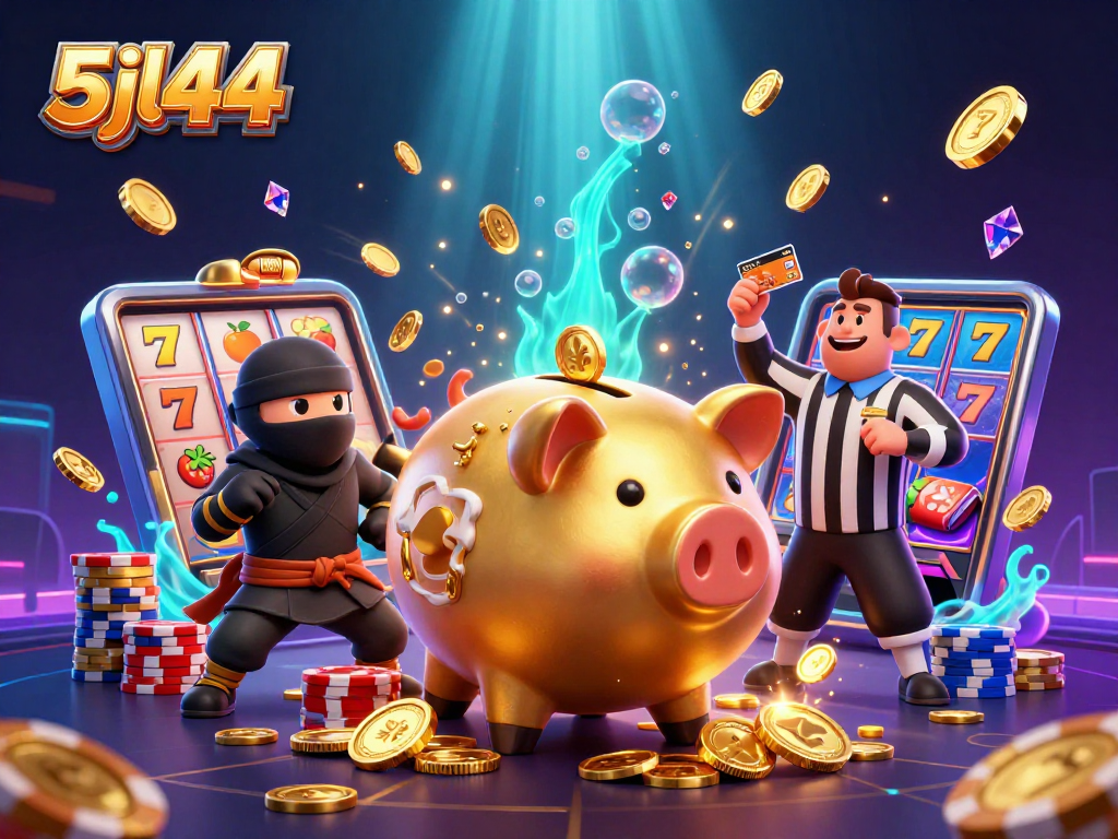 Experience thrilling action with the 5jl44 sumo wrestler smashing coins in this dynamic casino scene.