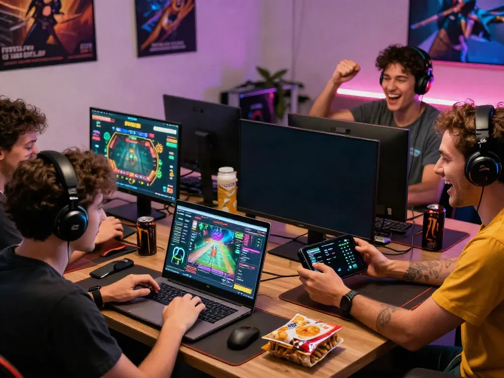 Engaging online gaming scene at https://five88bet.org/ with players immersed in action and excited atmosphere.