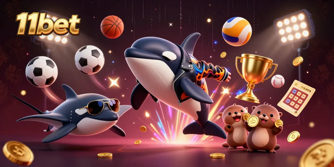 Engage in thrilling betting with 11bet while enjoying a vibrant casino-themed 3D illustration.