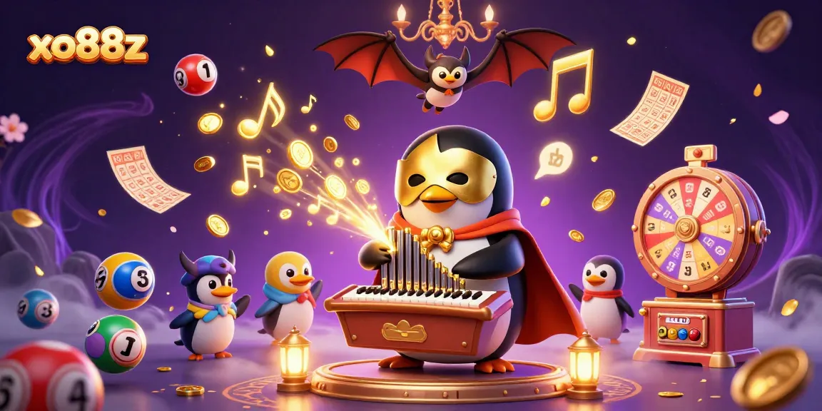 Experience thrilling gaming at xo88z with a cartoon penguin and golden musical effects