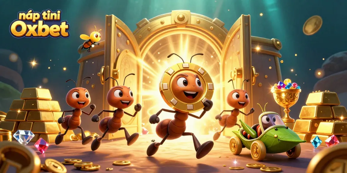 Experience the thrill of nạp tiền Oxbet with a cartoon heist featuring ants and golden treasures.