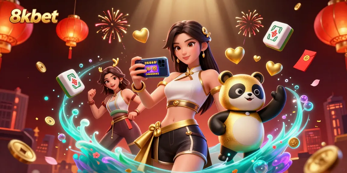 Experience the excitement of 8xbet with a stunning 3D illustration featuring gaming elements and celebrations.