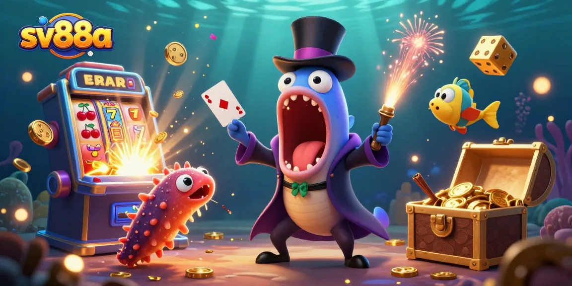 Experience the thrilling action of sv88a featuring a magical underwater casino scene with vibrant characters and gaming elements.