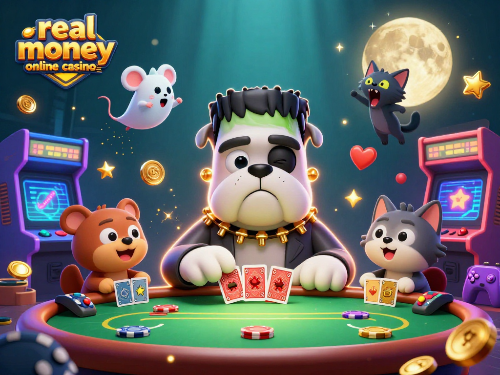 Experience the thrill of real money online casinos with playful characters and vibrant gaming elements.