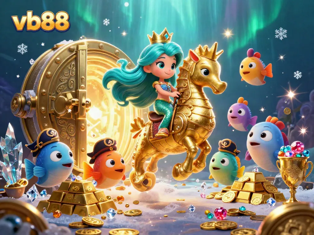 Experience jackpot adventures with vb88 in a vibrant underwater scene featuring treasure and characters.