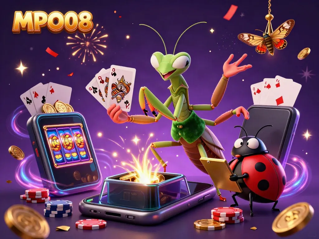 MPO08 brings immersive casino gaming to life with giant praying mantis and engaging visuals.