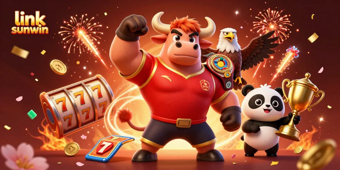 Celebrate winning strategies with a vibrant scene showcasing link sunwin's exciting slot elements.