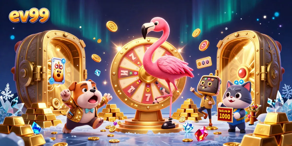 ev99 showcases an exciting casino scene with vibrant characters and thrilling game elements.