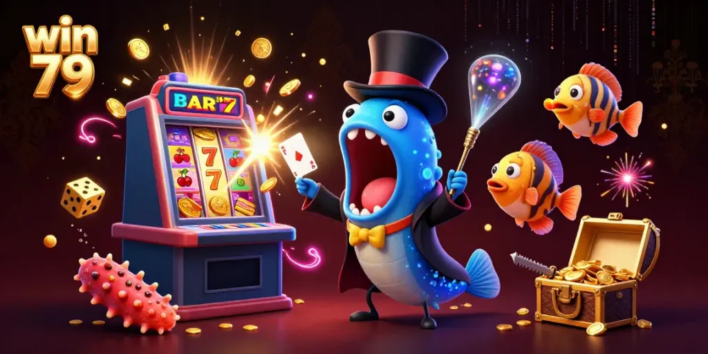 Engage with the exciting win 79 jackpot casino scene featuring vibrant characters and thrilling game elements.