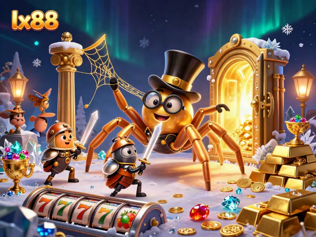 Experience thrilling gameplay with lx88, featuring a golden tarantula and knight in a vibrant casino setting.