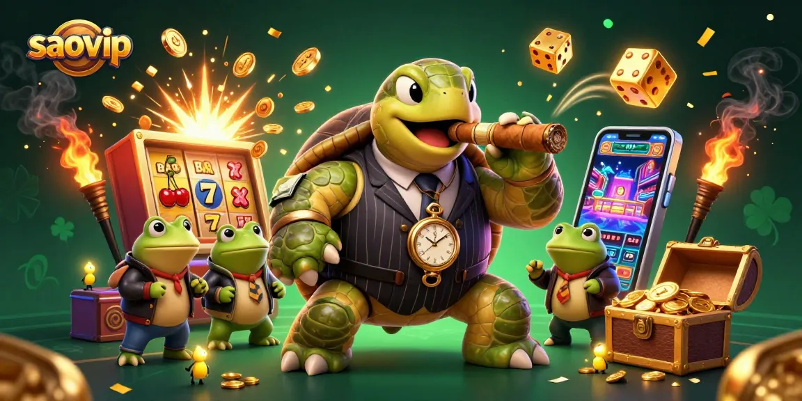 Experience thrilling gameplay at saovip with vibrant 3D illustrations of casino elements and characters.