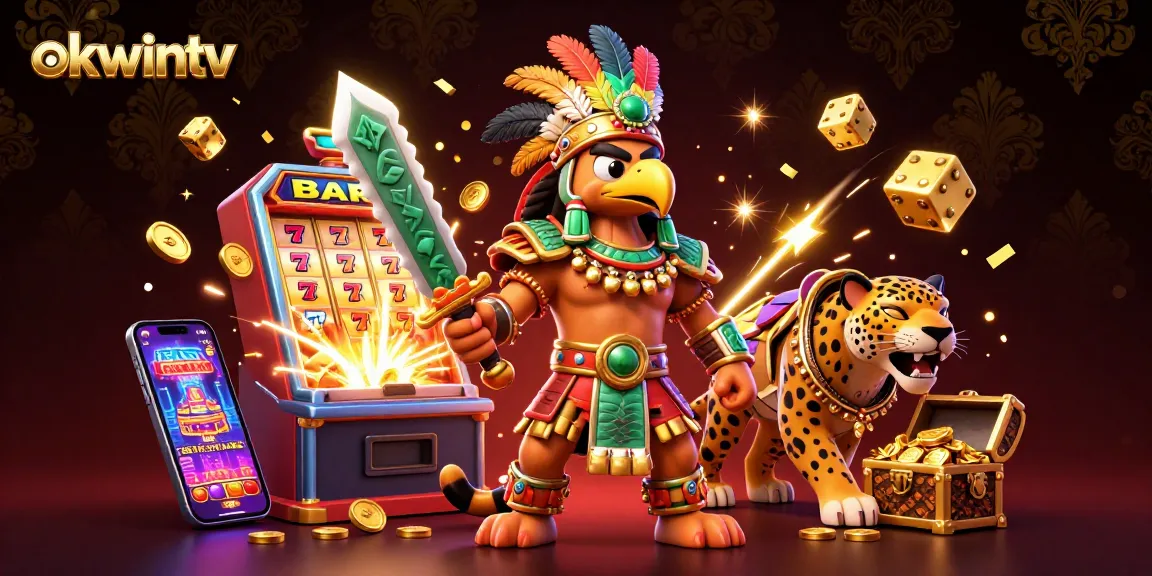 Experience betting at okwintv with exciting scene featuring winning jackpots and colorful gambling elements.