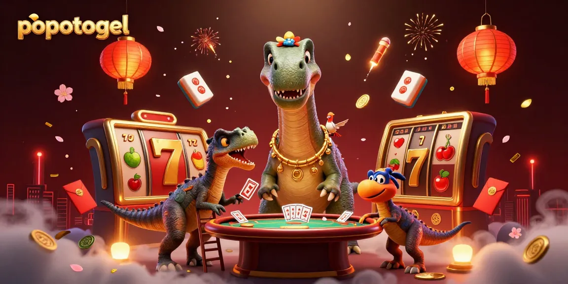 Experience exciting gaming with popotogel in this vibrant 3D casino illustration showcasing unique characters.