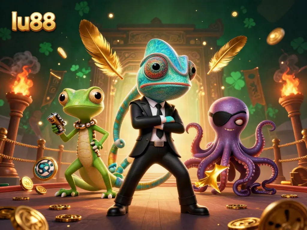 Experience the thrill of the casino with lu88's vibrant 3D illustration showcasing exciting gaming action.