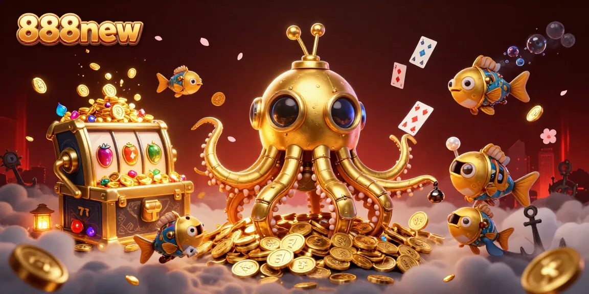Join the excitement at 888new with vibrant 3D casino treasures and winning slot symbols in a rich oceanic scene.