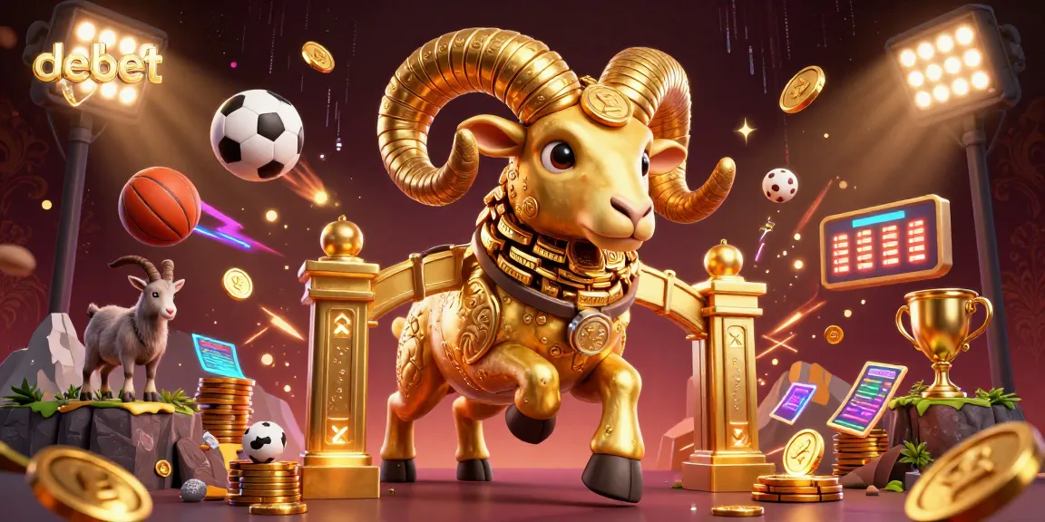 Experience debet's thrilling rush with sports-themed gambling excitement in a dynamic 3D scene.